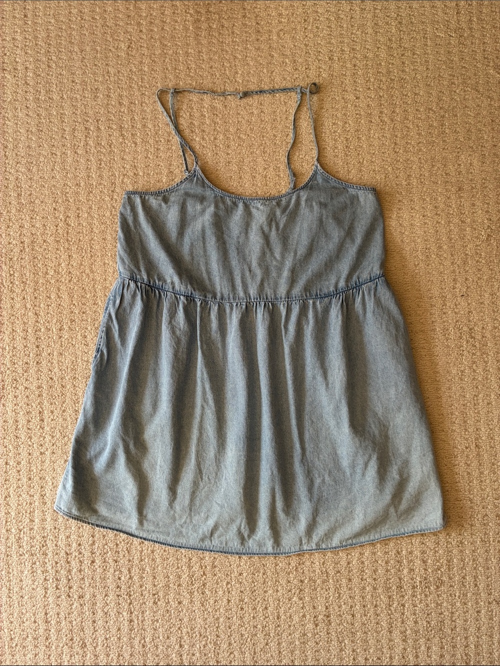 American Eagle Denim Strappy Babydoll Dress Size XL - Picture 2 of 11
